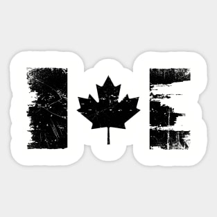 Canadian Flag - Black - Distressed Sticker